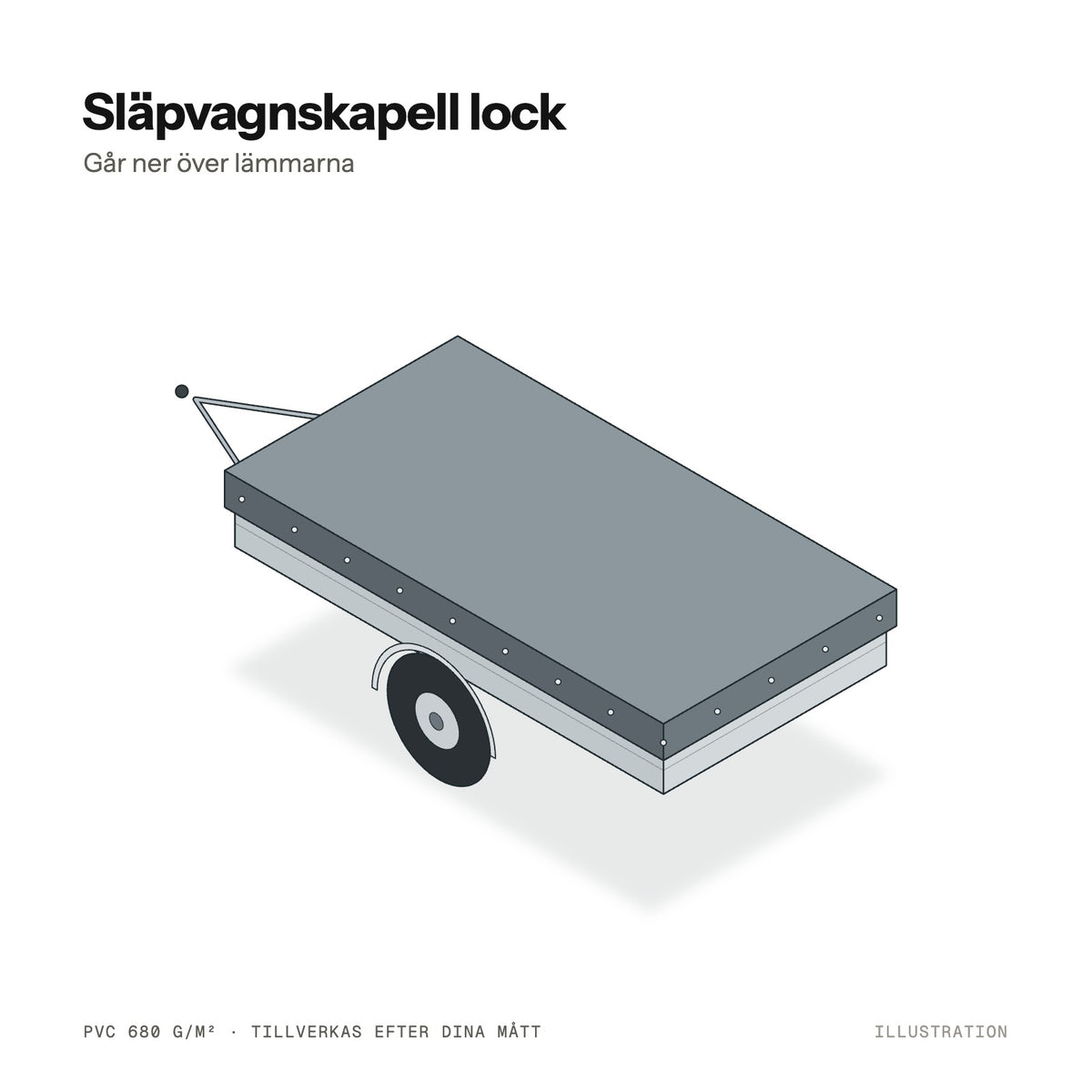 Illustration av lock till släpvagn med nedvik över lämmarna